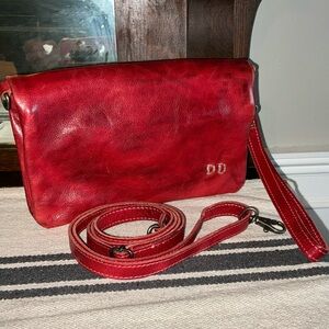 Bed Stu Leather Cadence Wallet Wristlet Crossbody Bag Red Rustic MSRP $175